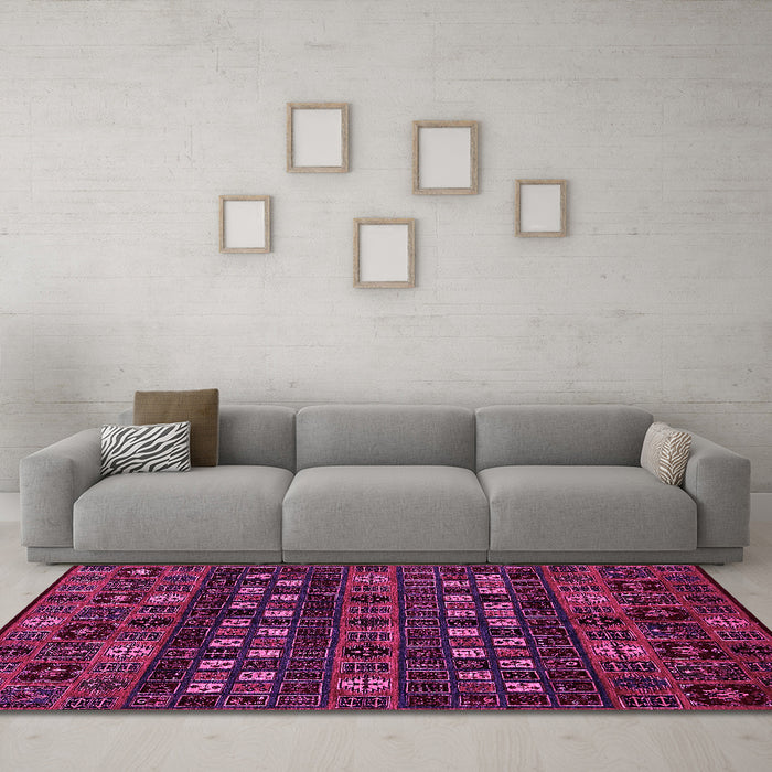Machine Washable Abstract Pink Modern Rug in a Living Room, wshabs622pnk