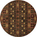 Round Abstract Brown Modern Rug, abs622brn