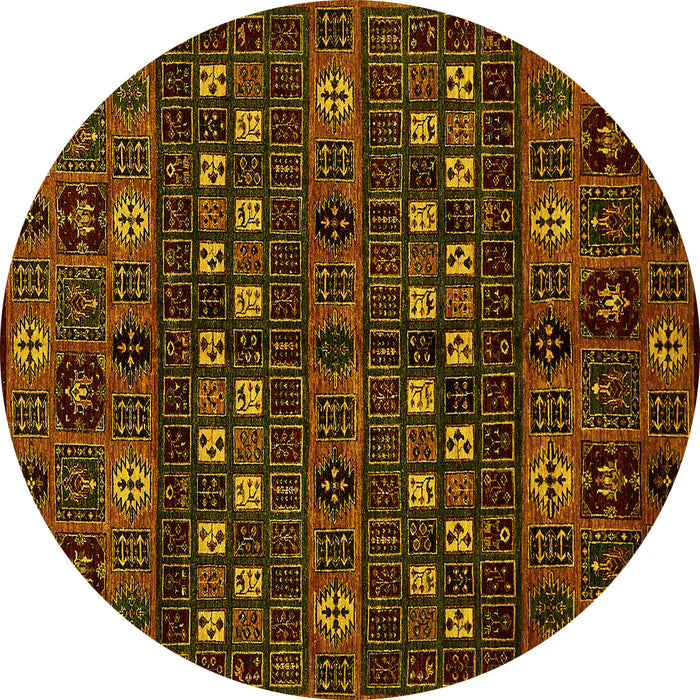 Round Abstract Yellow Modern Rug, abs622yw