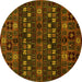 Round Abstract Yellow Modern Rug, abs622yw