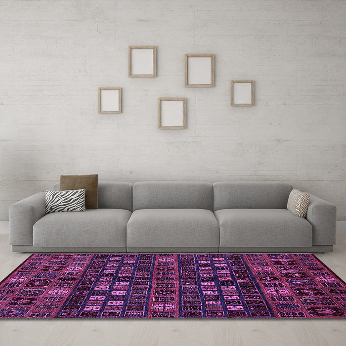 Machine Washable Abstract Purple Modern Area Rugs in a Living Room, wshabs622pur