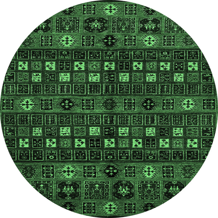Round Abstract Emerald Green Modern Rug, abs622emgrn
