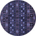 Round Abstract Blue Modern Rug, abs622blu