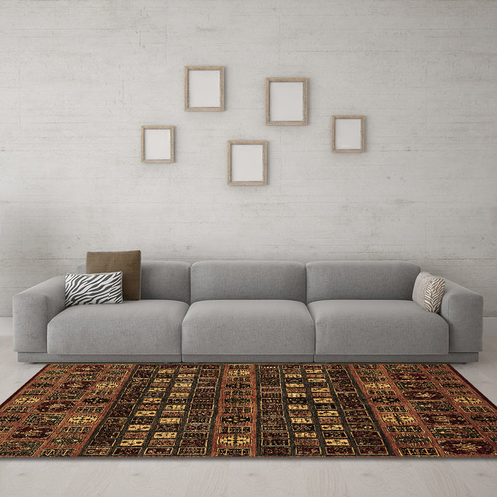 Machine Washable Abstract Brown Modern Rug in a Living Room,, wshabs622brn