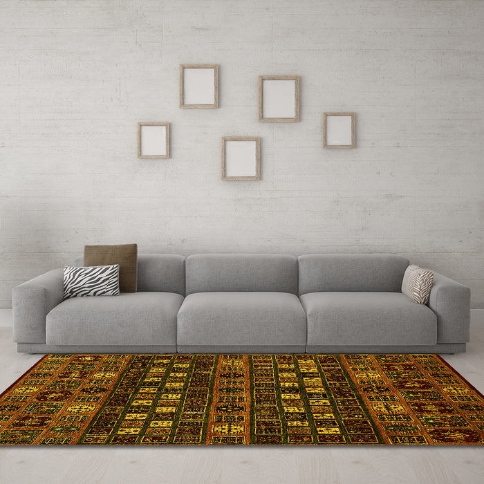 Machine Washable Abstract Yellow Modern Rug in a Living Room, wshabs622yw