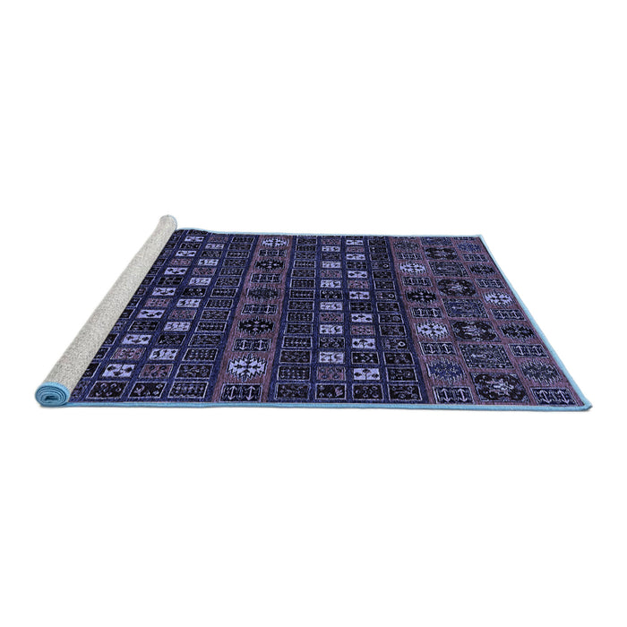Sideview of Machine Washable Abstract Blue Modern Rug, wshabs622blu