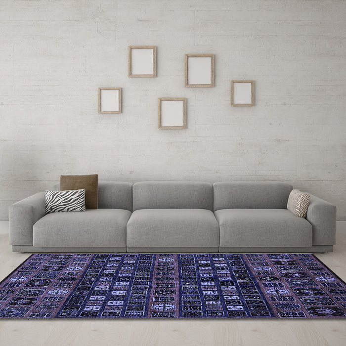 Machine Washable Abstract Blue Modern Rug in a Living Room, wshabs622blu