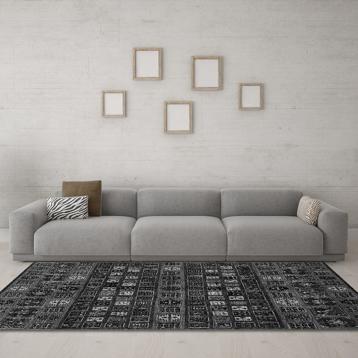Machine Washable Abstract Gray Modern Rug in a Living Room,, wshabs622gry