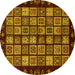 Round Abstract Yellow Modern Rug, abs623yw