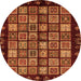 Round Machine Washable Abstract Orange Modern Area Rugs, wshabs623org