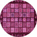 Round Machine Washable Abstract Pink Modern Rug, wshabs623pnk