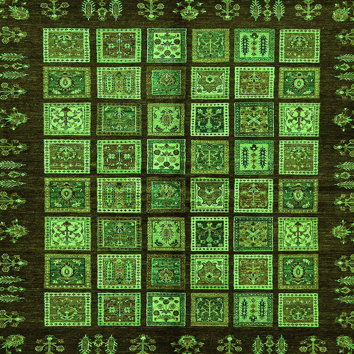 Square Abstract Green Modern Rug, abs623grn