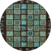 Round Abstract Light Blue Modern Rug, abs623lblu