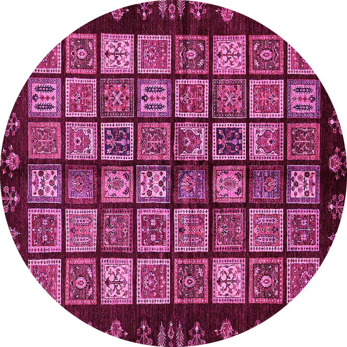 Round Abstract Pink Modern Rug, abs623pnk