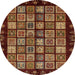 Round Machine Washable Abstract Bronze Brown Rug, wshabs623