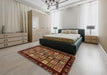 Abstract Bronze Brown Modern Rug in a Bedroom, abs623