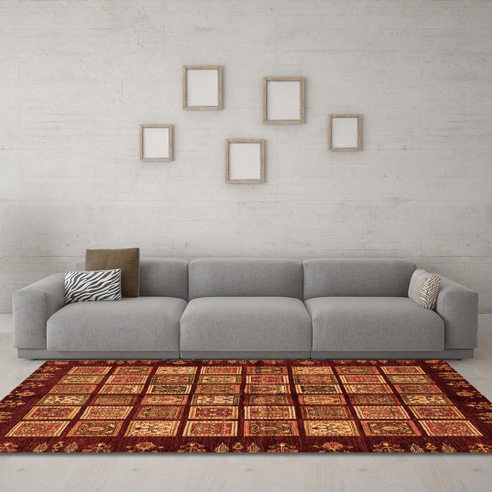 Machine Washable Abstract Orange Modern Area Rugs in a Living Room, wshabs623org