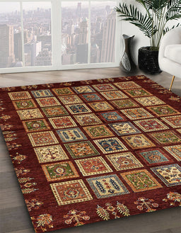 Machine Washable Abstract Bronze Brown Rug in a Family Room, wshabs623