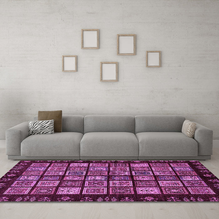 Machine Washable Abstract Purple Modern Area Rugs in a Living Room, wshabs623pur