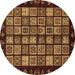 Round Abstract Brown Modern Rug, abs623brn