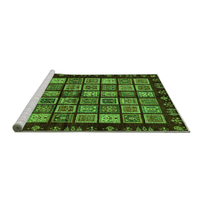 Sideview of Machine Washable Abstract Green Modern Area Rugs, wshabs623grn