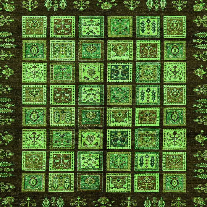 Square Machine Washable Abstract Green Modern Area Rugs, wshabs624grn