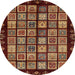 Round Machine Washable Abstract Bronze Brown Rug, wshabs624