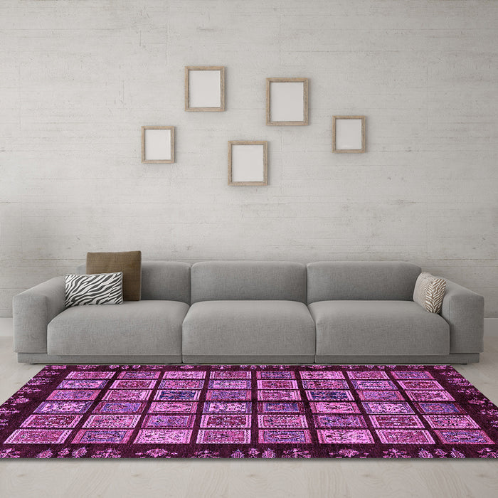 Machine Washable Abstract Purple Modern Area Rugs in a Living Room, wshabs624pur
