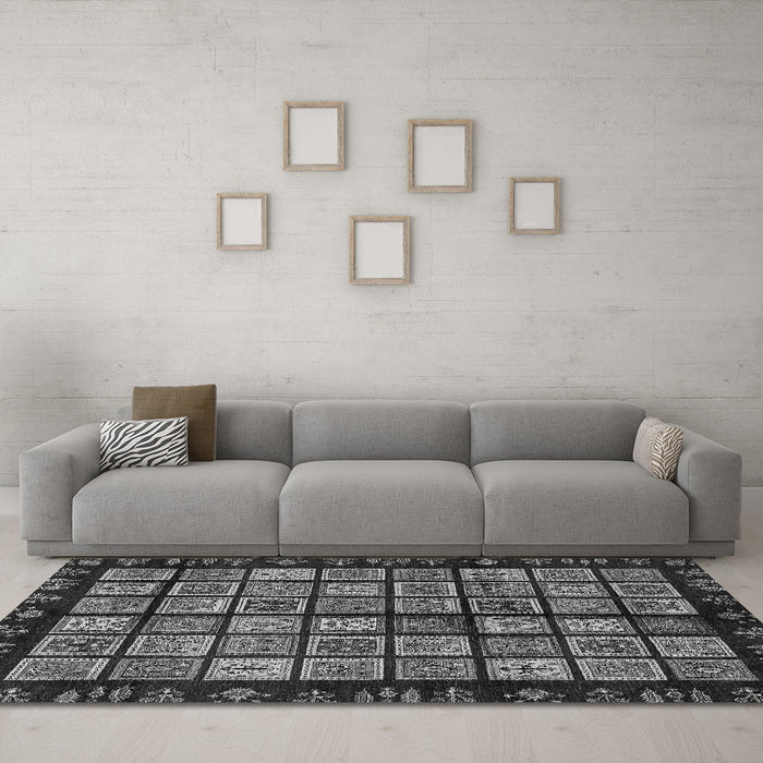 Machine Washable Abstract Gray Modern Rug in a Living Room,, wshabs624gry