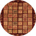 Round Machine Washable Abstract Orange Modern Area Rugs, wshabs624org