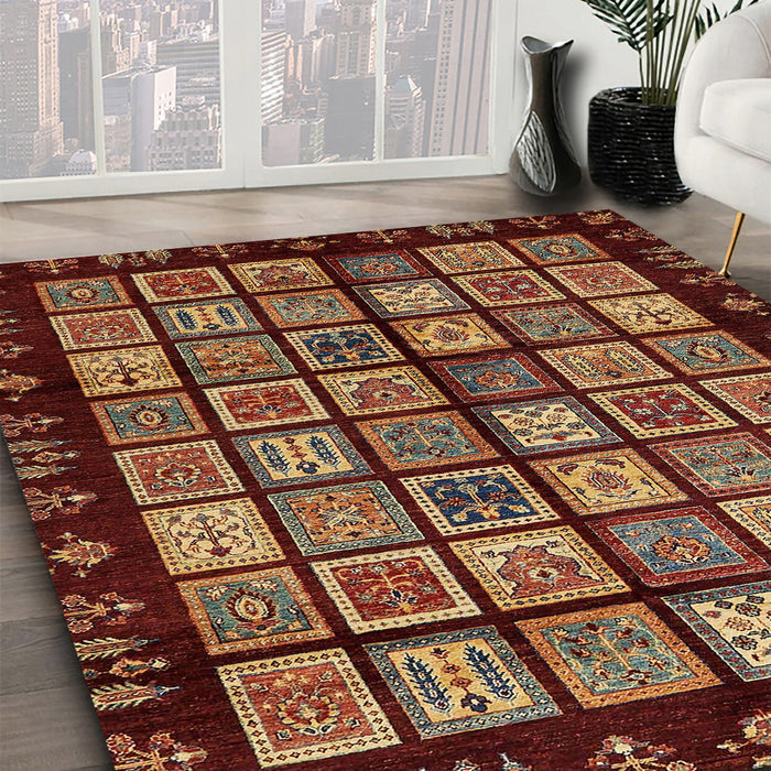 Abstract Bronze Brown Modern Rug in Family Room, abs624