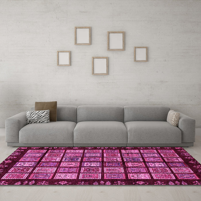 Machine Washable Abstract Pink Modern Rug in a Living Room, wshabs624pnk