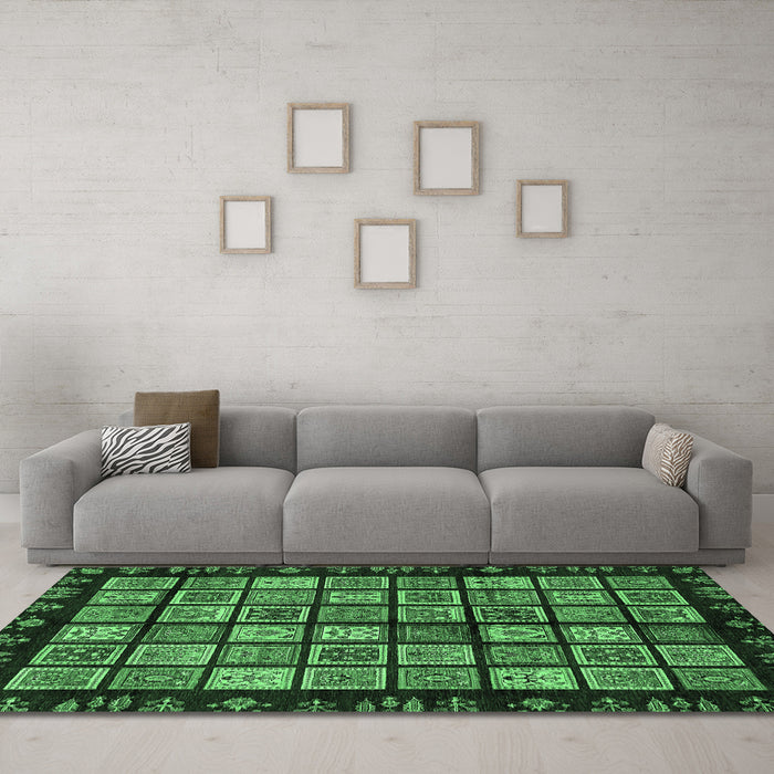 Machine Washable Abstract Emerald Green Modern Area Rugs in a Living Room,, wshabs624emgrn