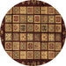 Round Abstract Brown Modern Rug, abs624brn