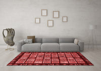 Machine Washable Abstract Red Modern Rug, wshabs624red