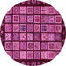 Round Machine Washable Abstract Pink Modern Rug, wshabs624pnk