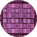 Round Machine Washable Abstract Purple Modern Area Rugs, wshabs624pur