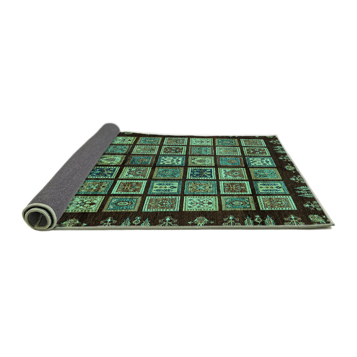 Sideview of Abstract Turquoise Modern Rug, abs624turq