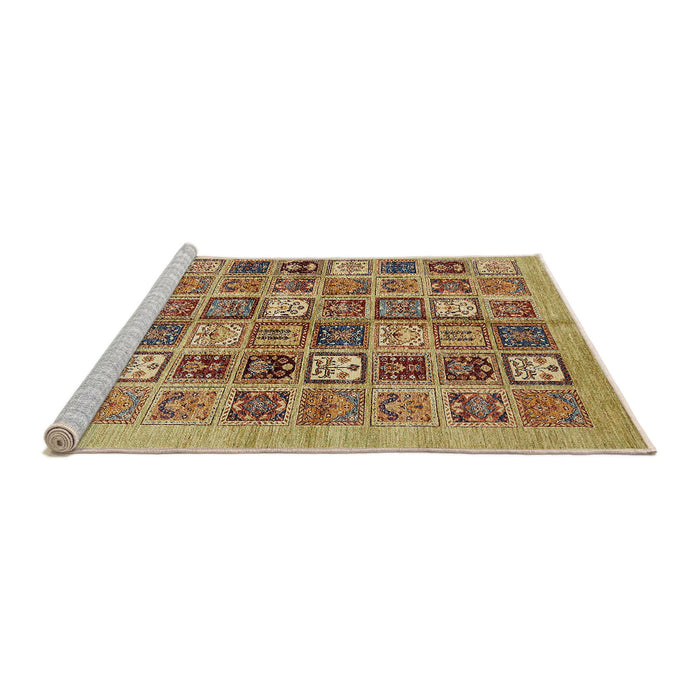 Sideview of Machine Washable Abstract Metallic Gold Rug, wshabs625