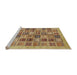 Sideview of Machine Washable Abstract Metallic Gold Rug, wshabs625