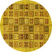 Round Abstract Yellow Modern Rug, abs625yw