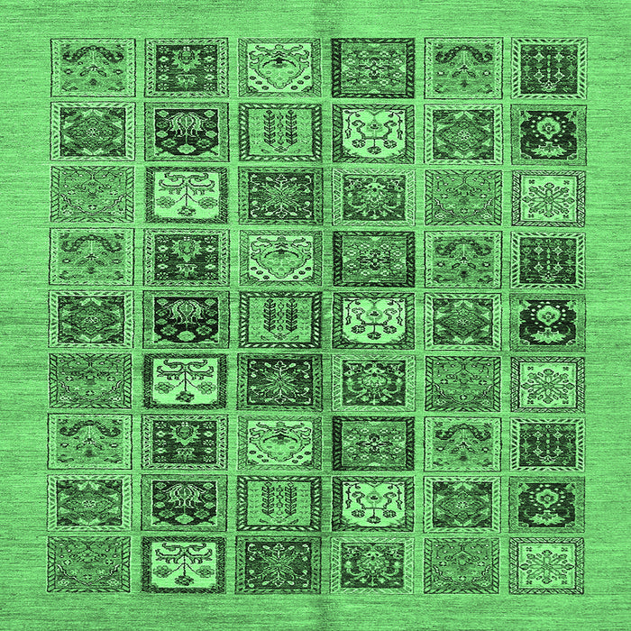 Square Abstract Emerald Green Modern Rug, abs625emgrn