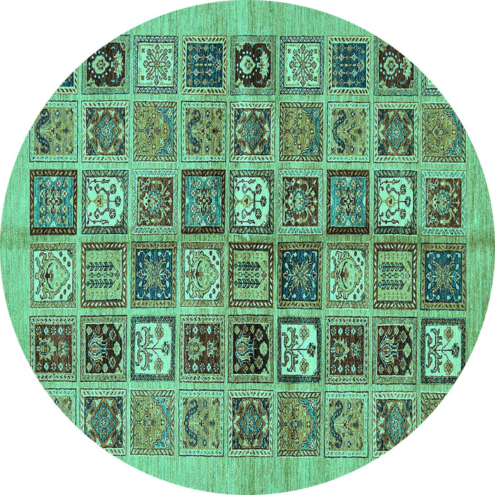 Round Abstract Turquoise Modern Rug, abs625turq