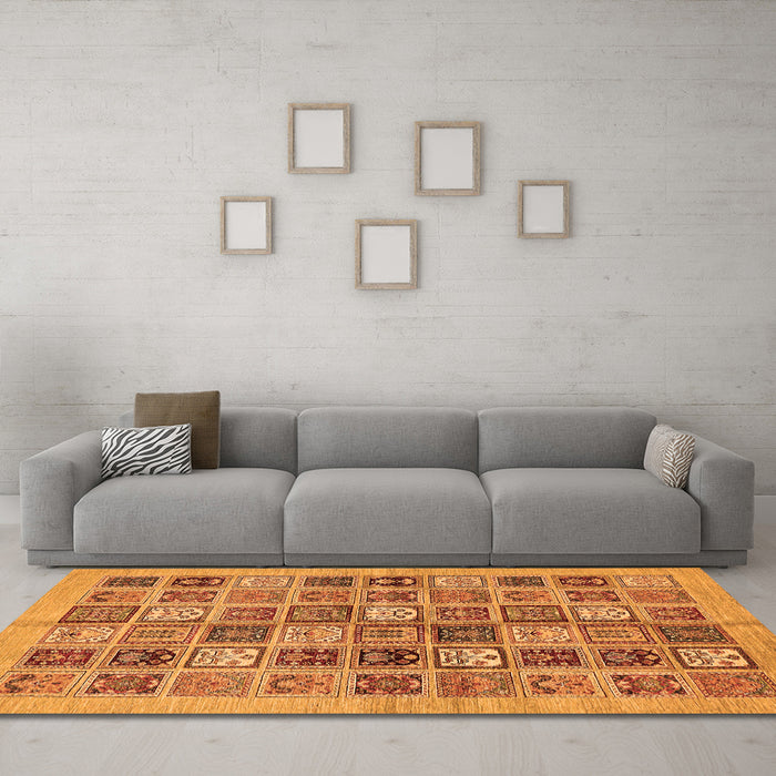 Machine Washable Abstract Orange Modern Area Rugs in a Living Room, wshabs625org