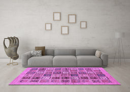 Machine Washable Abstract Purple Modern Area Rugs in a Living Room, wshabs625pur