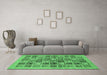 Machine Washable Abstract Emerald Green Modern Area Rugs in a Living Room,, wshabs625emgrn