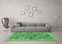 Machine Washable Abstract Emerald Green Modern Rug, wshabs625emgrn