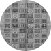 Round Machine Washable Abstract Gray Modern Rug, wshabs625gry