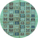 Round Abstract Light Blue Modern Rug, abs625lblu