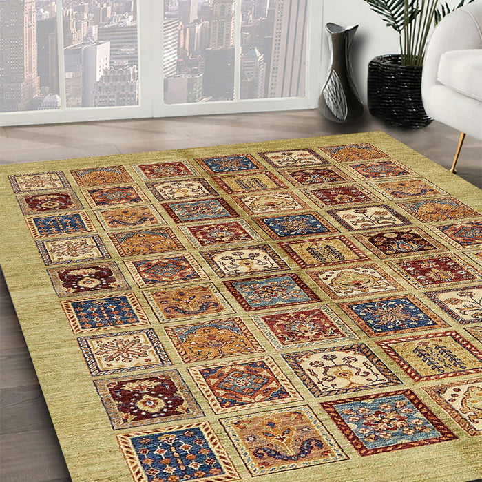 Abstract Metallic Gold Modern Rug in Family Room, abs625